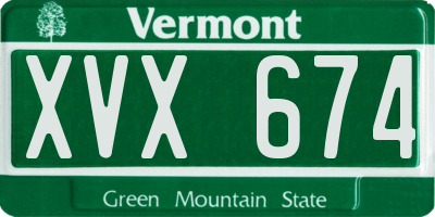VT license plate XVX674
