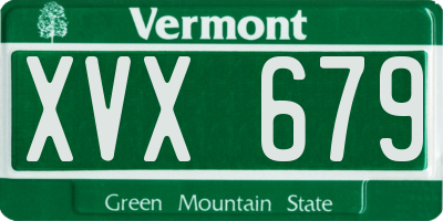 VT license plate XVX679