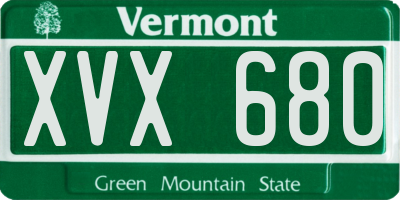 VT license plate XVX680