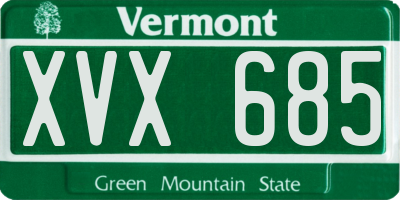 VT license plate XVX685