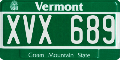VT license plate XVX689