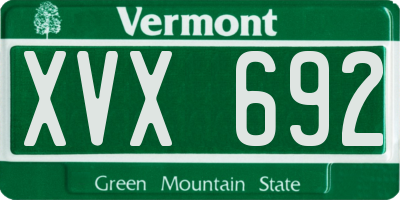 VT license plate XVX692