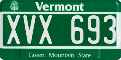 VT license plate XVX693