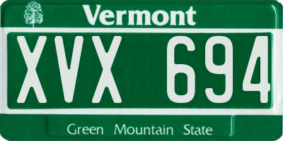 VT license plate XVX694