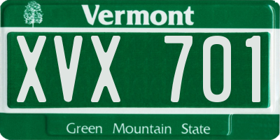 VT license plate XVX701