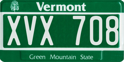 VT license plate XVX708