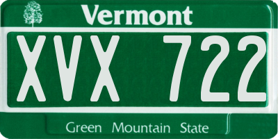 VT license plate XVX722