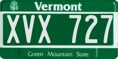 VT license plate XVX727