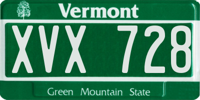 VT license plate XVX728