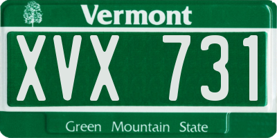VT license plate XVX731