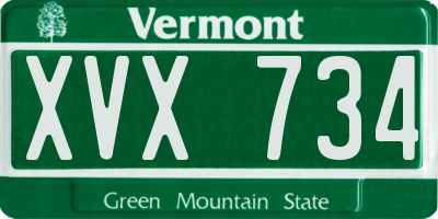 VT license plate XVX734