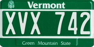 VT license plate XVX742