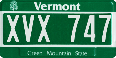 VT license plate XVX747