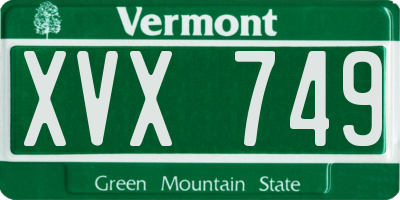 VT license plate XVX749