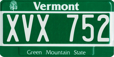 VT license plate XVX752