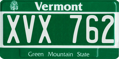 VT license plate XVX762