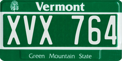VT license plate XVX764