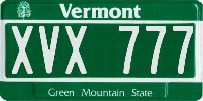 VT license plate XVX777
