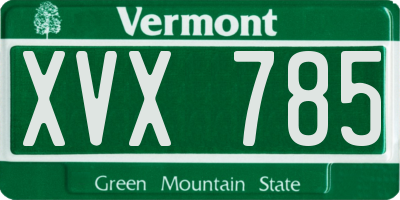 VT license plate XVX785