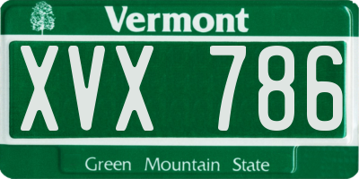 VT license plate XVX786