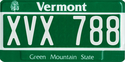 VT license plate XVX788