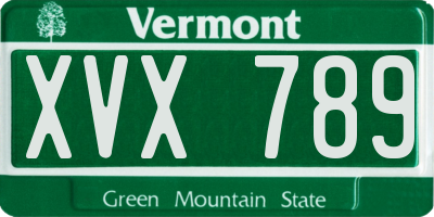 VT license plate XVX789