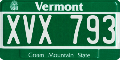VT license plate XVX793