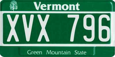 VT license plate XVX796