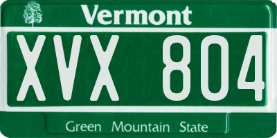 VT license plate XVX804