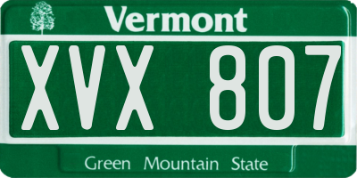 VT license plate XVX807