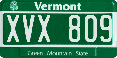 VT license plate XVX809