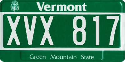VT license plate XVX817