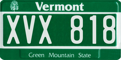 VT license plate XVX818