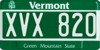 VT license plate XVX820