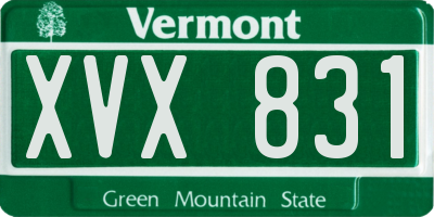 VT license plate XVX831