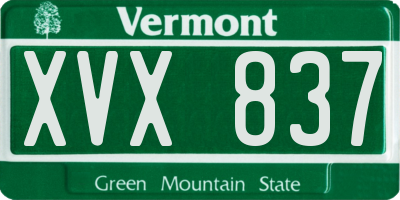VT license plate XVX837
