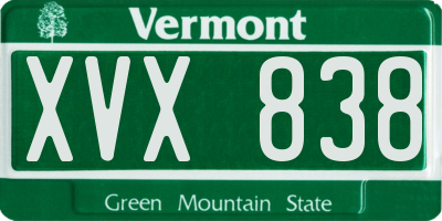 VT license plate XVX838
