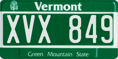 VT license plate XVX849
