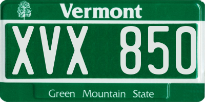 VT license plate XVX850