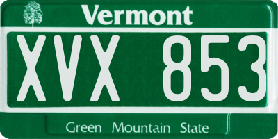 VT license plate XVX853