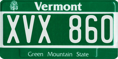 VT license plate XVX860