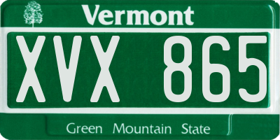 VT license plate XVX865