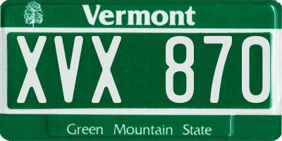VT license plate XVX870