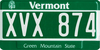 VT license plate XVX874