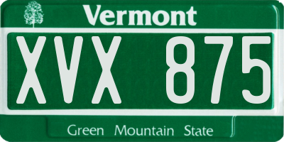 VT license plate XVX875