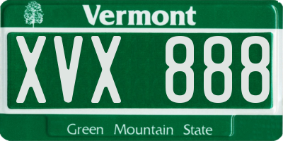 VT license plate XVX888