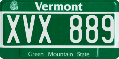 VT license plate XVX889