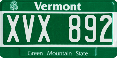 VT license plate XVX892