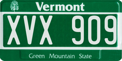 VT license plate XVX909