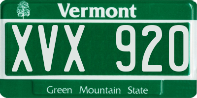 VT license plate XVX920